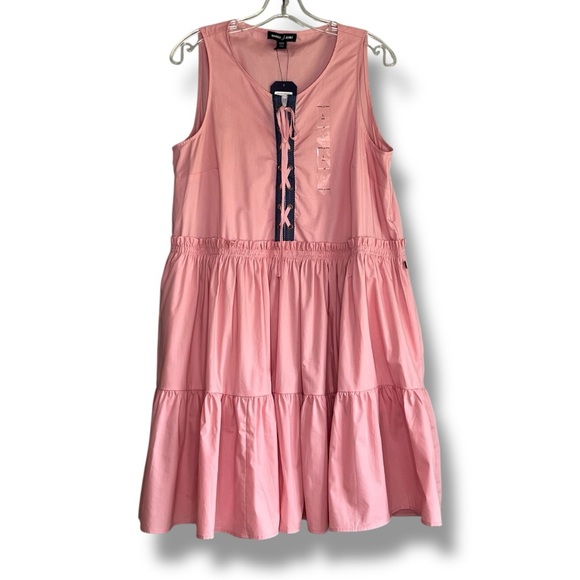 Nautica Jeans lace-up tiered ruffled sleeveless dress with denim accent NWT - Picture 2 of 8